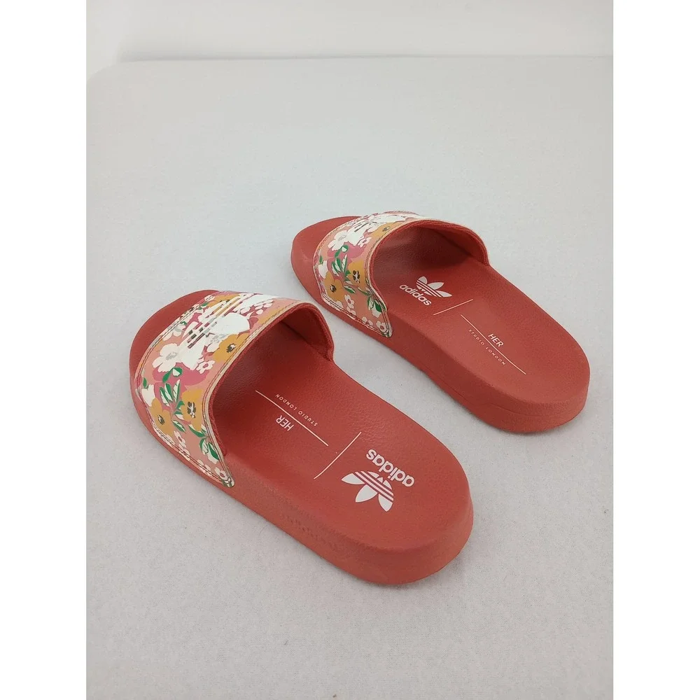 Adidas Adilette Slides Girls Hazy Rose Floral Her Studio London Size 4